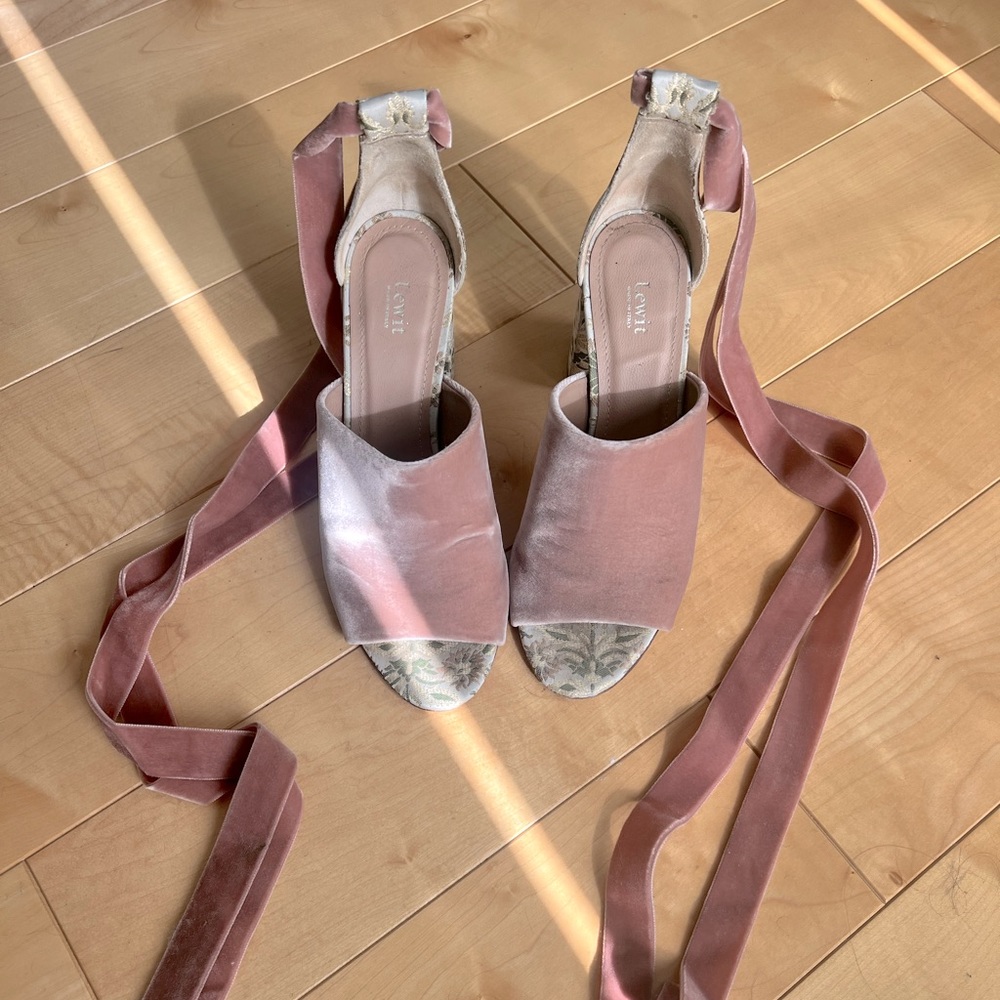 Lewit velvet/brocade heel / pink / size 38